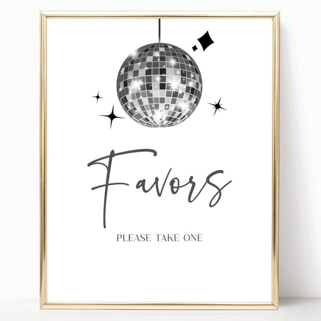 Tafelsignatur für Silber-Disco-Ball-Gastgeschenke Poster (Von Creator hochgeladen)