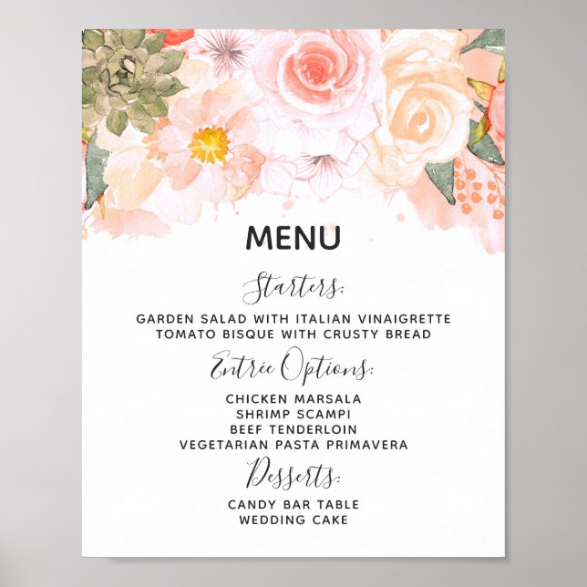 Tafelsignierung für Peach & Mint Succulents Weddin Poster (Vorne)