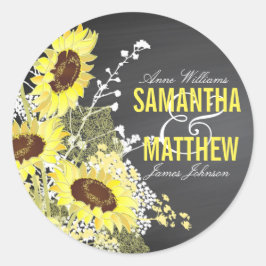 Tafelsonnenblume Rustikales Hochzeitstich Runder Aufkleber