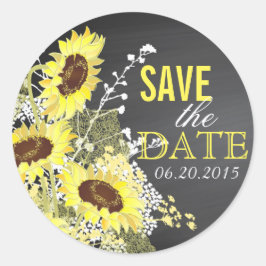 Tafelsonnenblume Rustikales Save the Date Label Runder Aufkleber