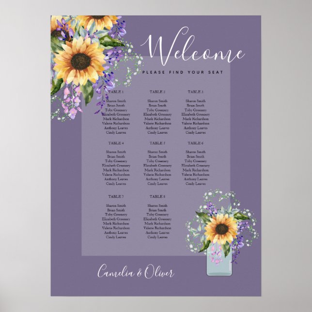 Tafelsonnenblumen Wisteria SITZ CHART Schaumbucht Poster (Vorne)