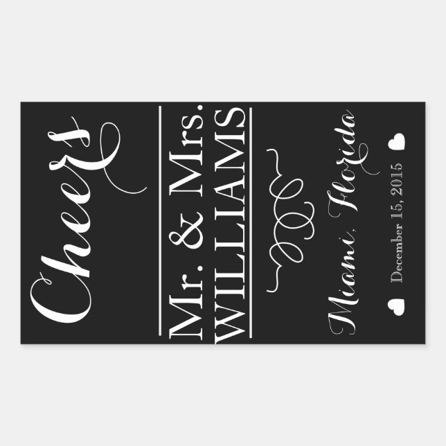 Tafelzentrum für Hochzeitsweinflaschen Rechteckiger Aufkleber (Vorderseite)