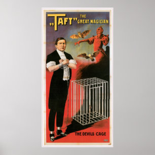 Taft ~ Magician Devils Cage Vintag Magic Act Poster