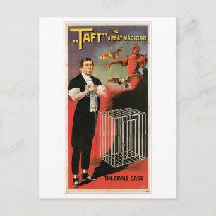 Taft ~ Magier Teufelskäfig Vintage-Zauberkunst Postkarte