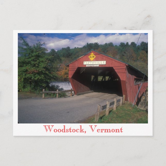 Taftsville Covered Bridge, Woodstock, Vermont Postkarte (Vorderseite)