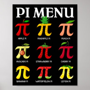 Tag 314 Menü lustige Obstkuchen Menü Lehrer Mathe Poster