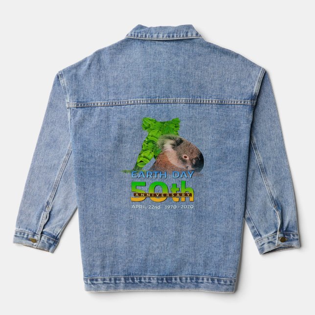 Tag 50 Jubiläum Koala Bären Silhouette Jeansjacke (Rückseite)