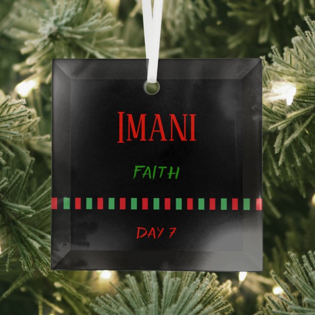 Tag 7 Imani Kwanzaa Ornament Aus Glas (Insitu)