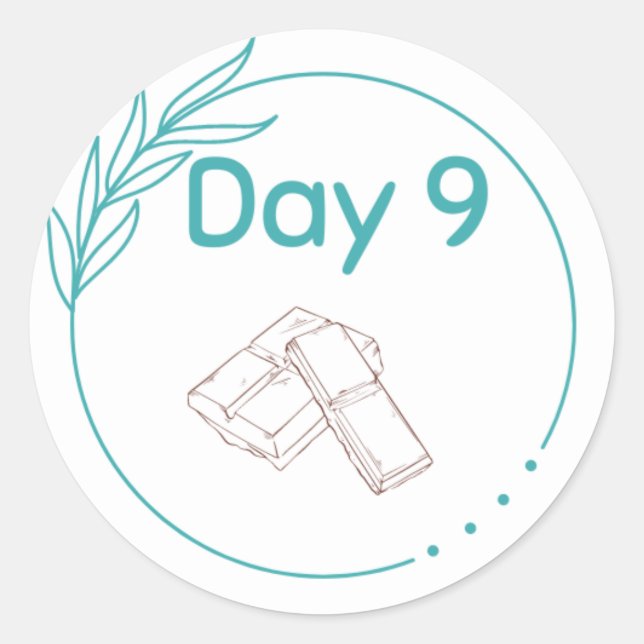 Tag 9 runder aufkleber (Vorderseite)