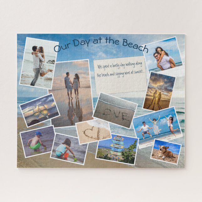 Tag am Beach Foto Collage Template Puzzle (Horizontal)