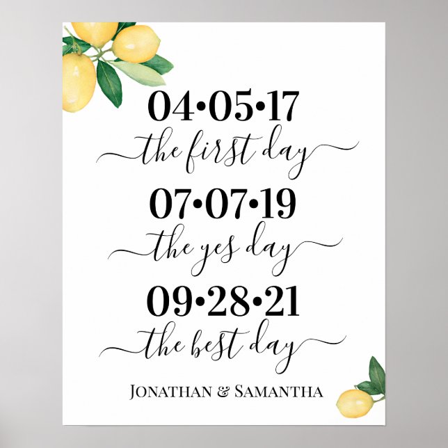 Tag am besten Hochzeit Datum Ja Tageslemonen unter Poster (Vorne)