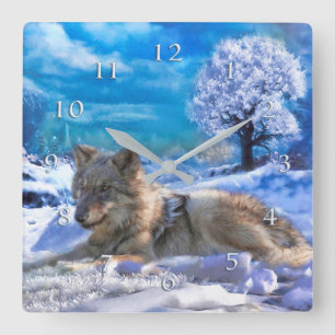 TAG AM SCHNEEBEACH GRAY WOLF QUADRATISCHE WANDUHR