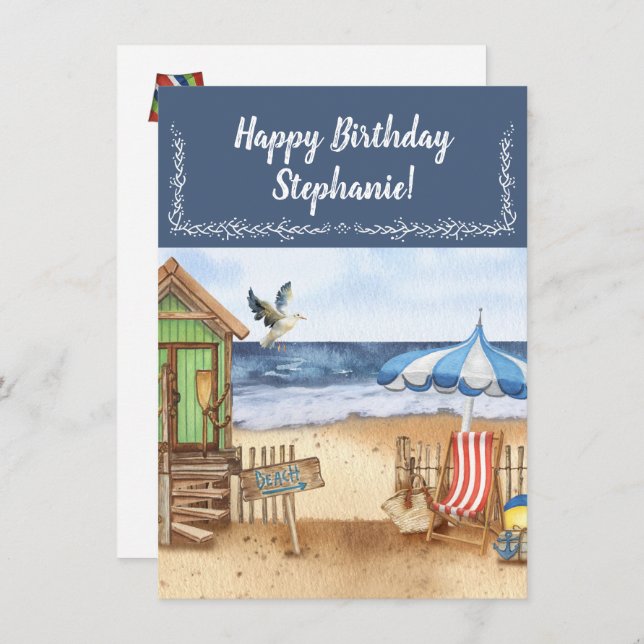 Tag am Strand Personalisiert Dankeskarte (Vorne/Hinten)