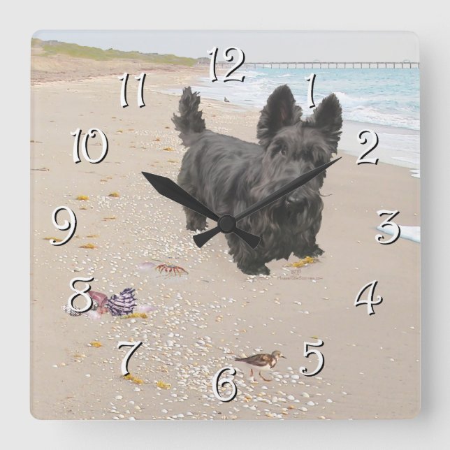 Tag am Strand Quadratische Wanduhr (Vorderseite)