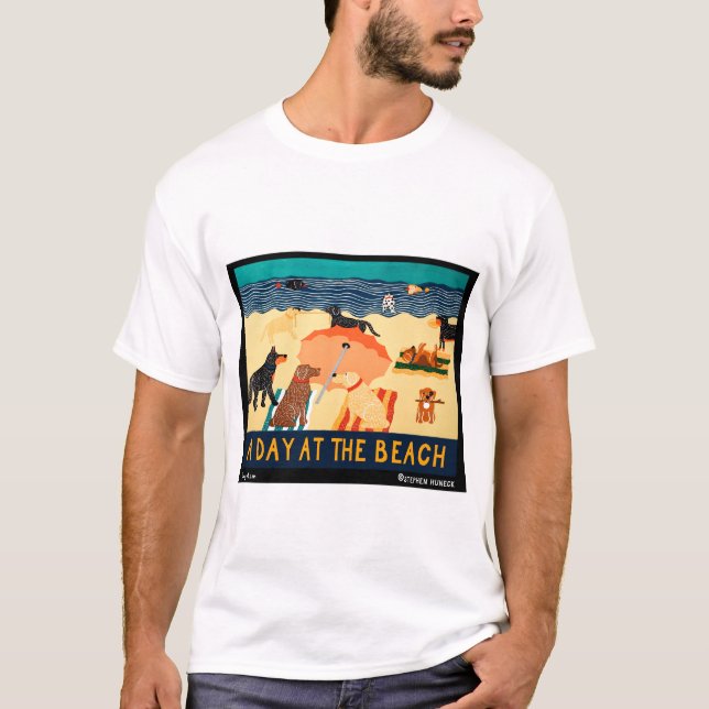 Tag am Strand - Stephen Huneck T-Shirt (Vorderseite)