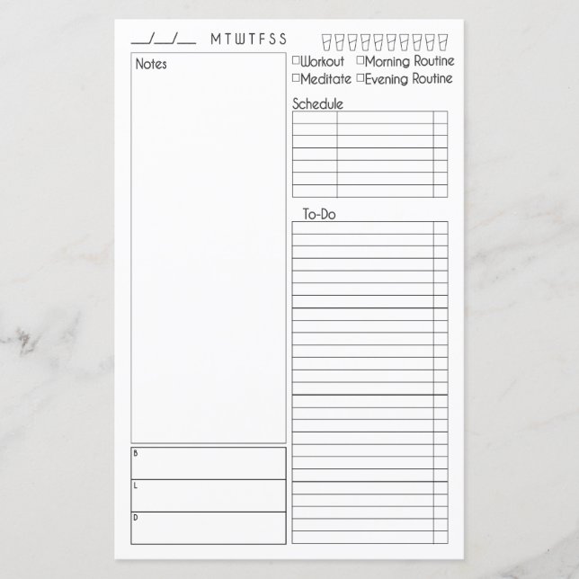 Tag auf einen Blick mit Notiz (Vorderseite)