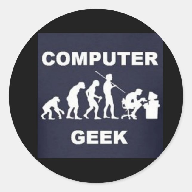Tag-Aufkleber für Computer Geek Runder Aufkleber (Vorderseite)