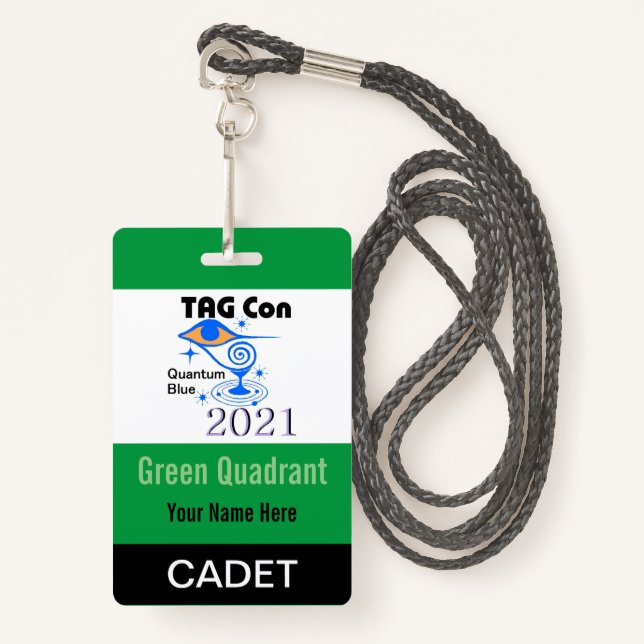 TAG Con 2021 - Green Quadrant - Cadet Abzeichen Ausweis (Vorderseite mit Schlüsselband)