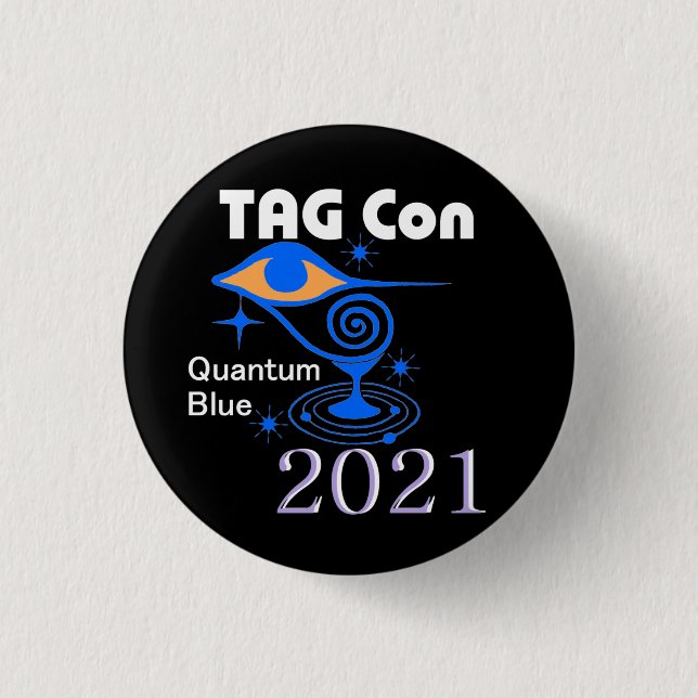 TAG Con 2021 - Quantum Blue - BLACK - Schaltfläche Button (Vorderseite)