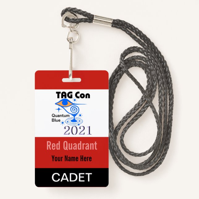 TAG Con 2021 - Roter Quadrant - Abzeichen Cadet Ausweis (Vorderseite mit Schlüsselband)