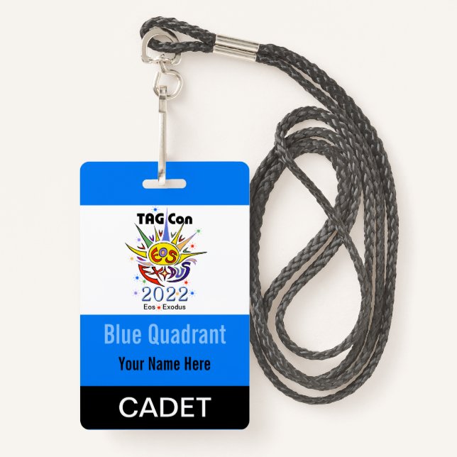 TAG Con 2022 - Blue Quadrant - Cadet Abzeichen Ausweis (Vorderseite mit Schlüsselband)