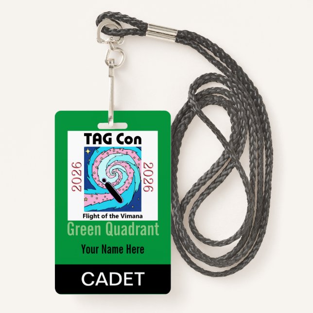 TAG Con 2026 - Green Quadrant - Cadet Badge Ausweis (Vorderseite mit Schlüsselband)