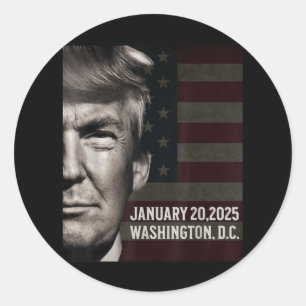 Tag der Amtseinführung Trump Amerikanische Flagge Runder Aufkleber