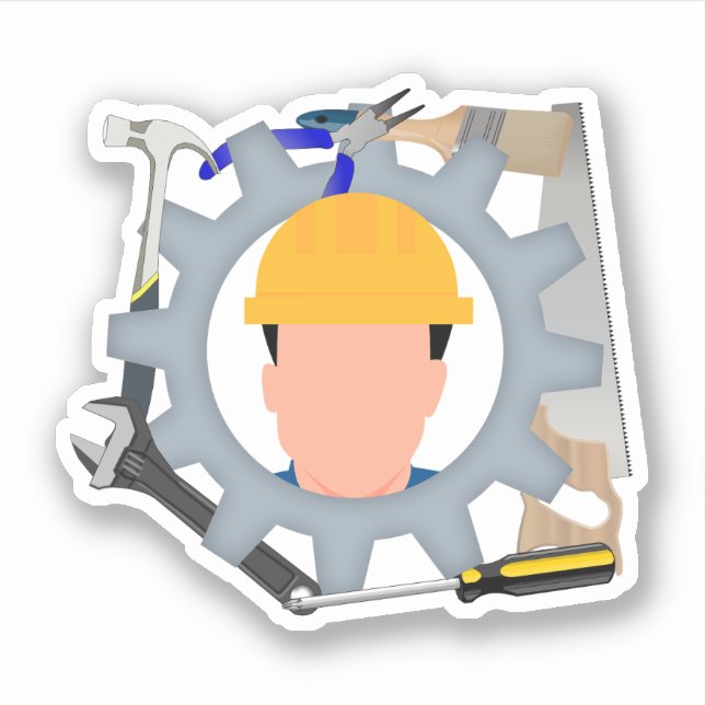 Tag der Arbeit Bauarbeiter Aufkleber (Vorderseite)
