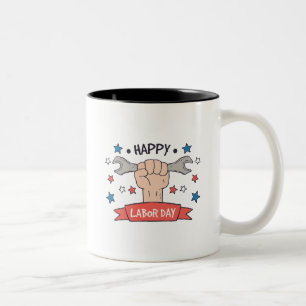 Tag der Arbeit Grafik-Abzeichen Farbdesign Zweifarbige Tasse
