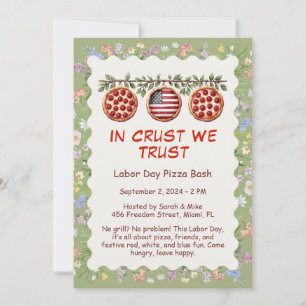 Tag der Arbeit Pizza-Party-Einladung – Patriotisch Einladung
