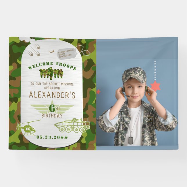 Tag der Armee Green Camouflage Camouflage Militäri Banner (Horizontal)