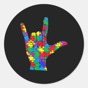 Tag der Autismusaufklärung Autistisches Kind Asl L Runder Aufkleber