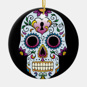 Tag der Blauen Ornament-Runde des toten Zuckers Keramik Ornament