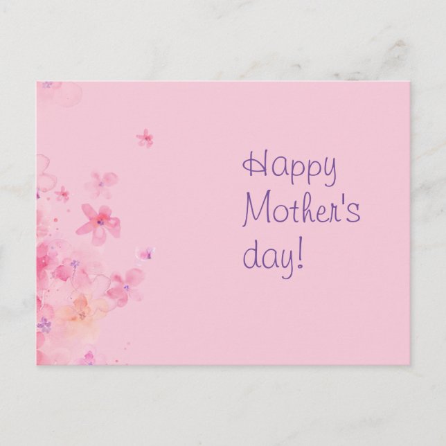 Tag der Blume Rosa Aquarell Postkarte (Vorderseite)