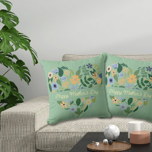 Tag der Blumenflora des blauen Herzens Kissen