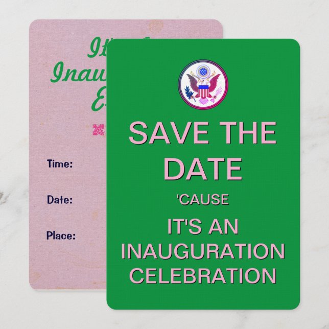 Tag der Einweihung Rosa grüne Einladung (Vorne/Hinten)