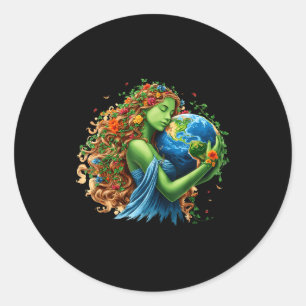 Tag der Erde 2026 grüne Mutter Natur Planet Frauen Runder Aufkleber