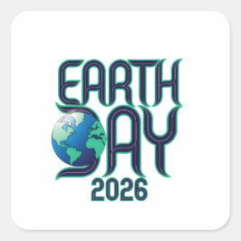 Tag der Erde 2026 | Moderne Typografie Öko-Design Quadratischer Aufkleber