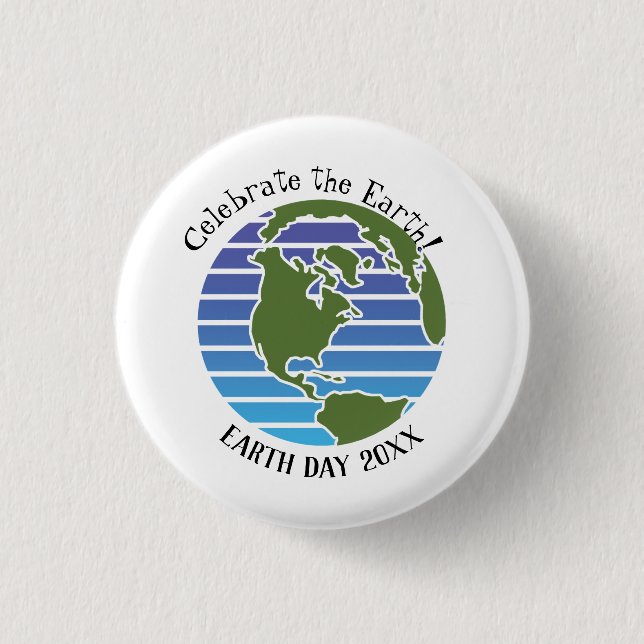 Tag der Erde Blaugrüner Globus Karte Planet Button (Vorderseite)