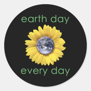 Tag der Erde - Blume der grünen Umwelt Runder Aufkleber