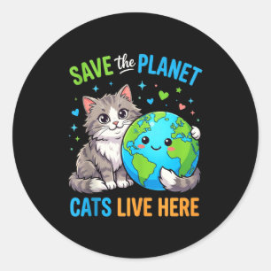 Tag der Erde Frauen Männer retten den Planeten Kat Runder Aufkleber