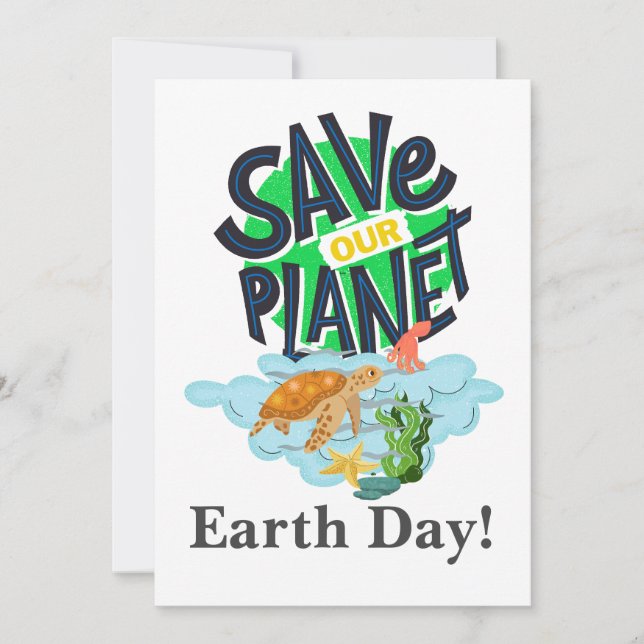 Tag der Erde, grün, Rett unseren Planeten (Vorderseite)