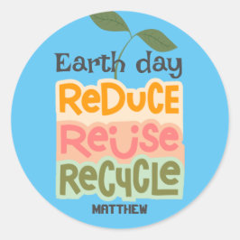 Tag der Erde, grün, schlicht und elegant Runder Aufkleber