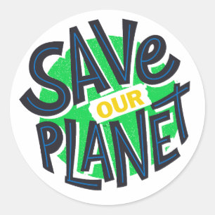 Tag der Erde, grün, unsere Planet Post Gerettet Runder Aufkleber