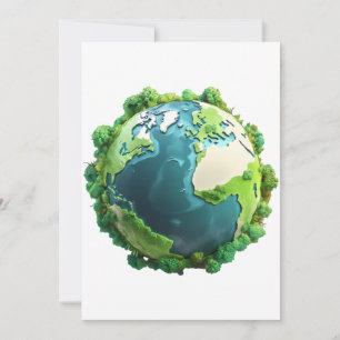 Tag der Erde - Grüne und blaue Erde mit Bäumen Einladung
