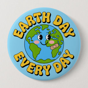 Tag der Erde jeden Tag Cute Smiling Erde Umwelt Button