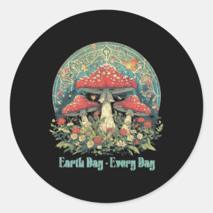 Tag der Erde Jeden Tag Groovy Red Mushroom Arbour  Runder Aufkleber