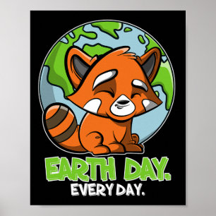 Tag der Erde Jeden Tag Niedlicher Planet und roter Poster