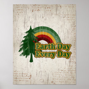 Tag der Erde jeden Tag, Retro Regenbogen Poster