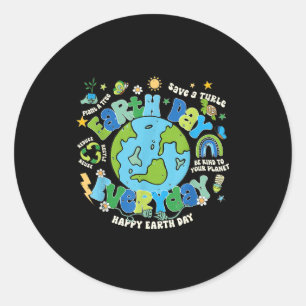 Tag der Erde jeden Tag, rette den Planeten, Naturl Runder Aufkleber